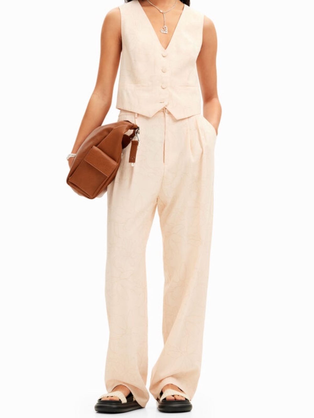 DESIGUAL TAILORED FLORAL TROUSERS